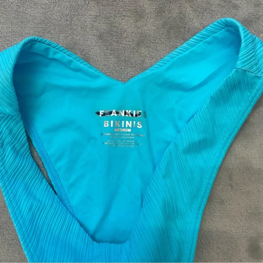New! Frankie’s bikinis Enzo plisse cheeky bottoms aquamarine 24134